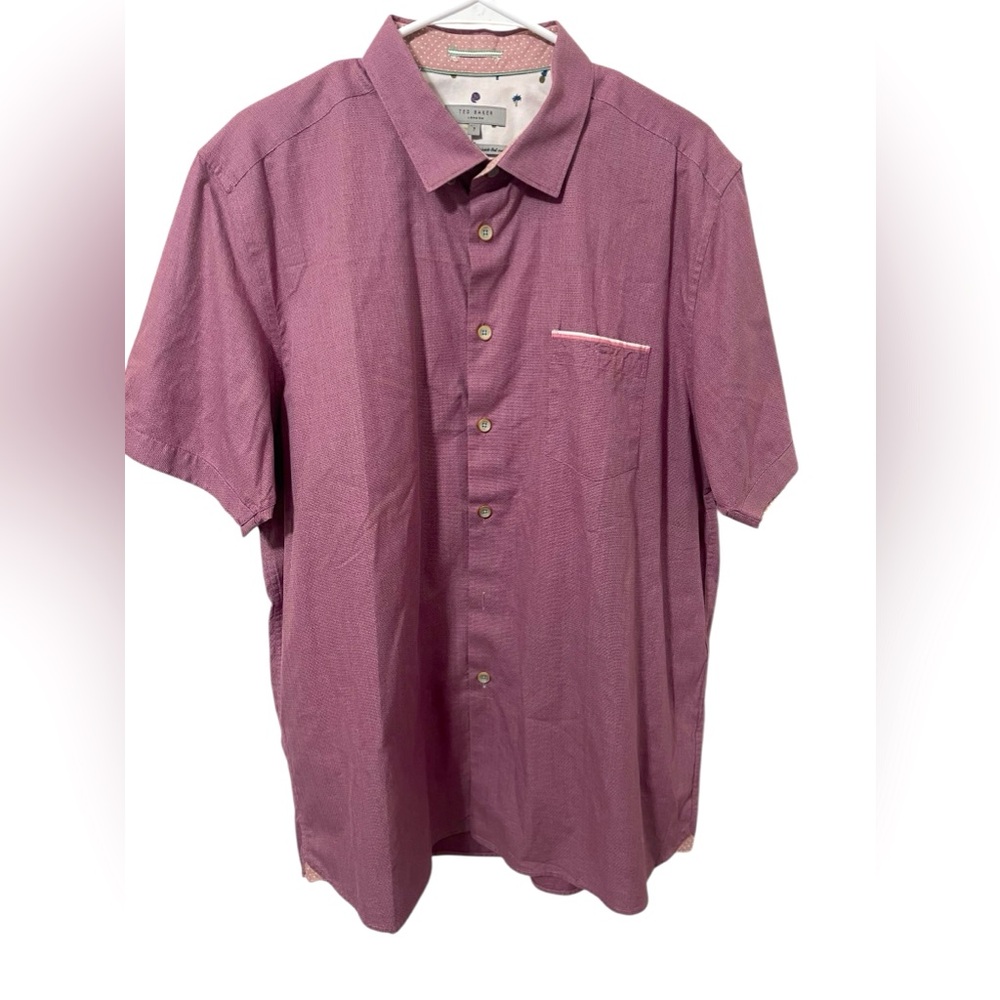 💚💚 Ted Baker London Puce Short Sleeve Button Up Shirt Men’s Size 7